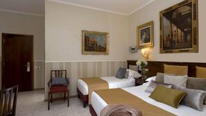 Hypo-allergenic bedding, in-room safe, desk, soundproofing