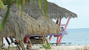 On the beach, free beach cabanas, sun loungers, beach umbrellas