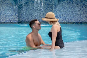 Outdoor pool, pool umbrellas