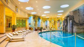 Indoor pool, seasonal outdoor pool, pool umbrellas, sun loungers