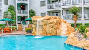 2 outdoor pools, open 8 AM to 10 PM, sun loungers