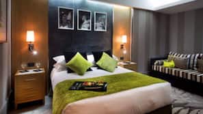 Luxe beddengoed, een minibar, een kluis op de kamer, extra bedden