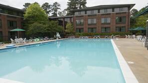Outdoor pool, sun loungers