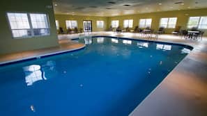 Indoor pool, outdoor pool, pool umbrellas, sun loungers