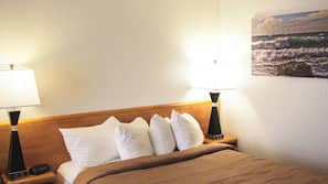 Premium bedding, desk, iron/ironing board, linens
