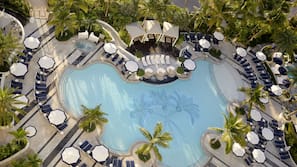 Piscine extérieure, tentes de plage, parasols de plage