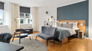 Premium bedding, blackout curtains, free WiFi, linens