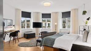 Premium bedding, blackout curtains, free WiFi, linens