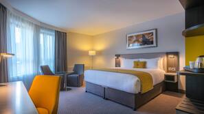 In-room safe, desk, laptop workspace, blackout curtains