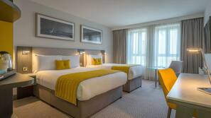 In-room safe, desk, laptop workspace, blackout curtains