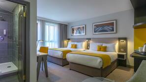In-room safe, desk, laptop workspace, blackout curtains
