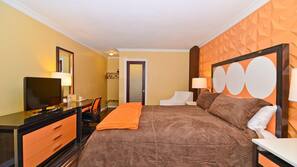 Desk, iron/ironing board, free WiFi, alarm clocks