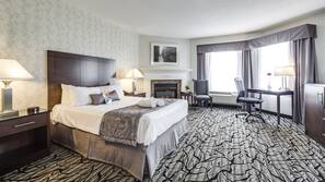 In-room safe, desk, laptop workspace, blackout curtains