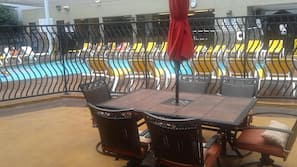 Outdoor pool, open 6:00 AM to 7:00 PM, sun loungers
