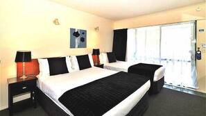 Blackout curtains, free WiFi, linens