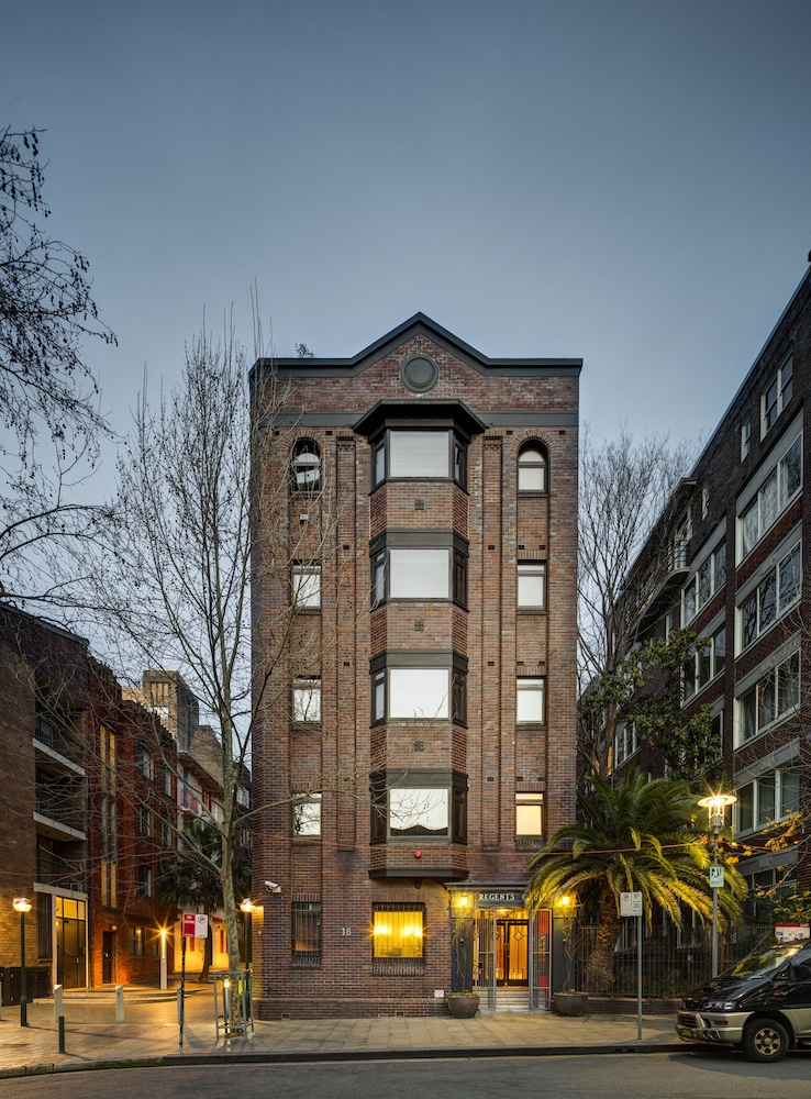 Front of property - evening/night, Regents Court Sydney