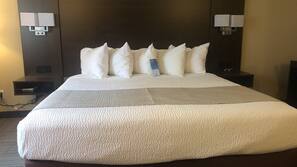 Premium bedding, pillowtop beds, desk, blackout drapes