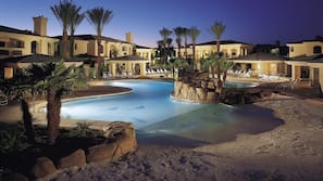 Outdoor pool, pool umbrellas