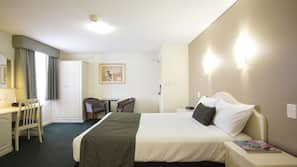 In-room safe, desk, laptop workspace, blackout curtains