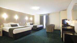 In-room safe, desk, laptop workspace, blackout curtains