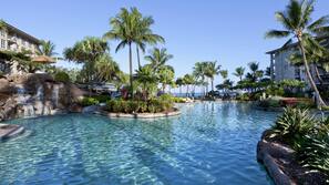 2 outdoor pools, pool umbrellas