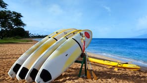 On the beach, beach massages, snorkeling, surfing