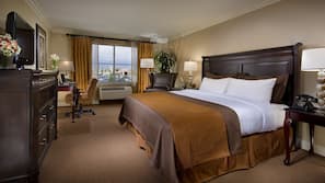 Premium bedding, down comforters, pillowtop beds, desk