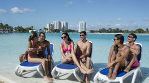 Private beach, sun loungers, beach umbrellas, beach towels