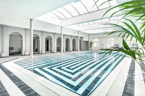 Indoor pool, open 7:00 AM to 10:00 PM, sun loungers