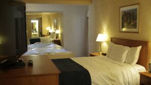 Desk, blackout curtains, free cots/infant beds, rollaway beds