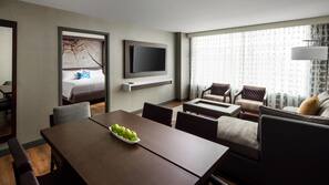 Premium bedding, pillowtop beds, desk, blackout drapes