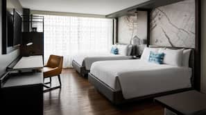 Premium bedding, pillowtop beds, desk, blackout drapes