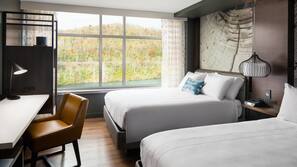 Premium bedding, pillowtop beds, desk, blackout drapes