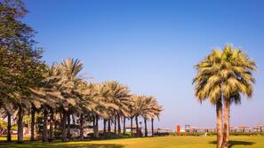 Private beach, white sand, sun-loungers, beach umbrellas