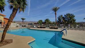 Outdoor pool, open 9 AM to 11 PM, sun loungers
