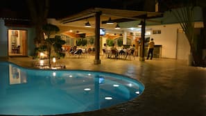 Outdoor pool, sun loungers