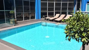 Outdoor pool, pool loungers