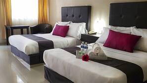 Desk, blackout curtains, rollaway beds, free WiFi