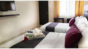 Desk, blackout curtains, rollaway beds, free WiFi