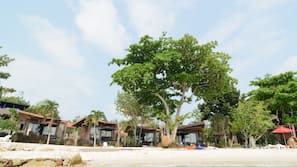 在海滩、沙滩椅