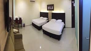 1 bedroom, desk, blackout curtains, iron/ironing board