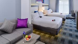 In-room safe, desk, laptop workspace, blackout curtains