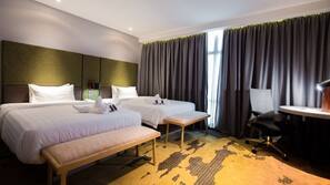 In-room safe, desk, laptop workspace, soundproofing