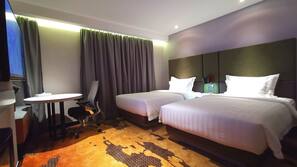 In-room safe, desk, laptop workspace, soundproofing