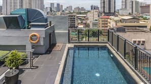 Outdoor pool, sun loungers