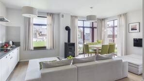 LED TV, fireplace