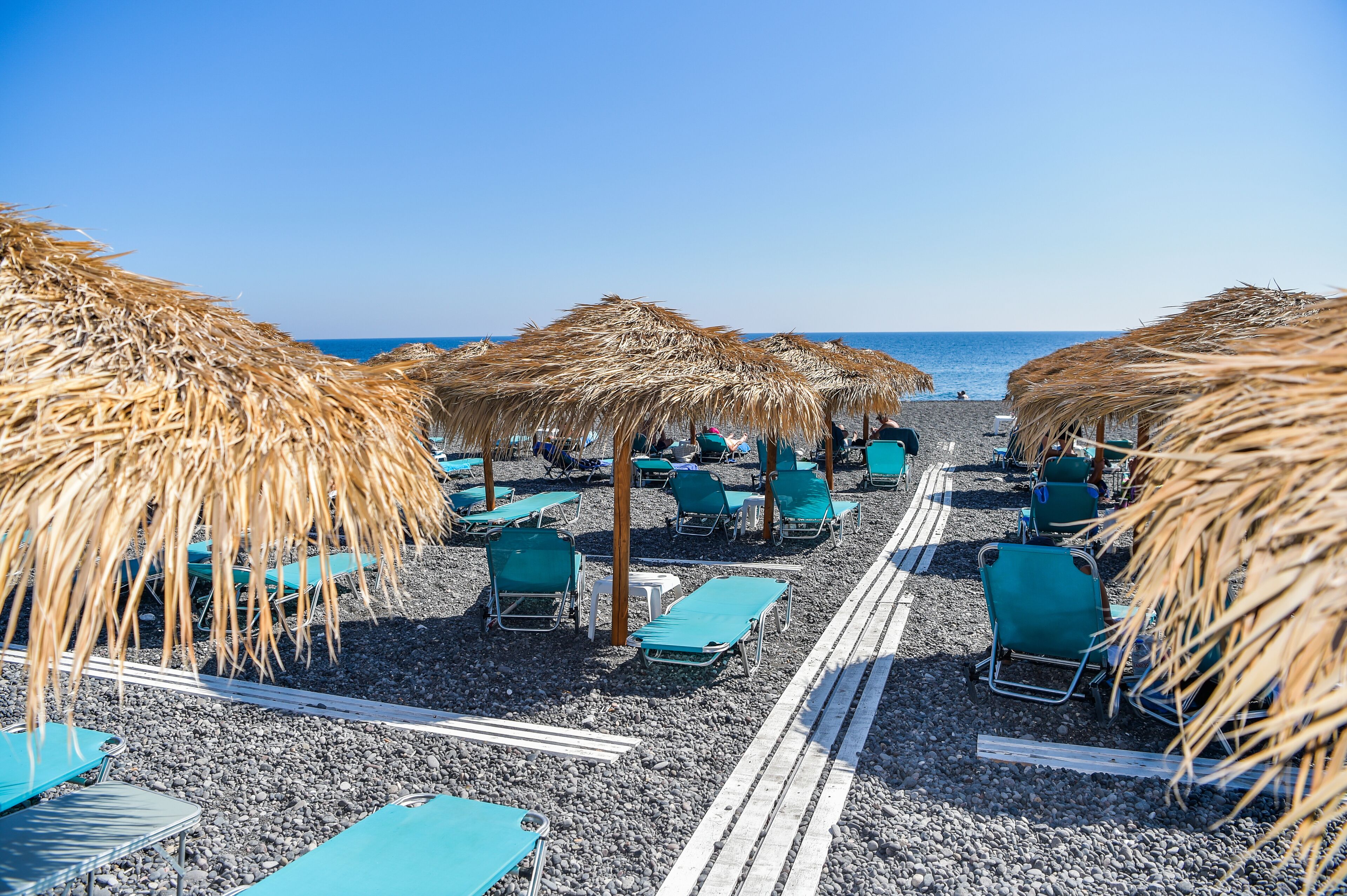 Nostos Beach in Santorini in Santorini, Greece