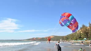 Private beach nearby, sun loungers, beach umbrellas, water skiing