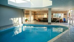 Indoor pool, outdoor pool, open 8:00 AM to 8:00 PM, sun loungers