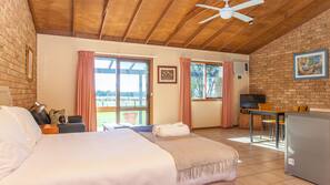 Premium bedding, down duvet, blackout curtains, soundproofing